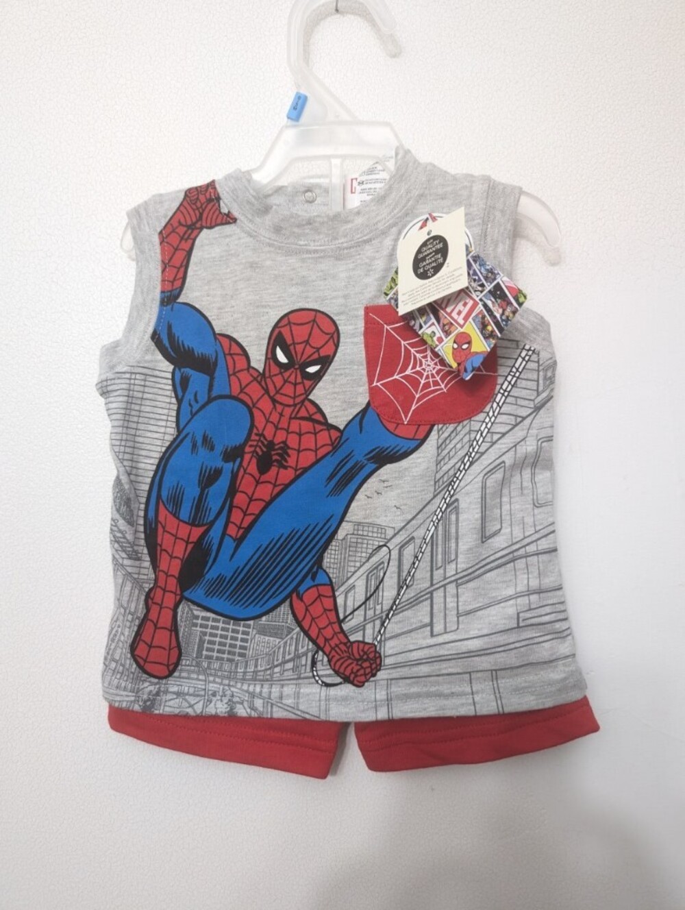 Marvel Spider-Man Graphic Tank Top - Grey, Red & Blue 0-3 M